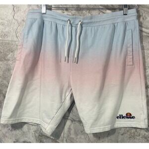 Ellesse Men's Ombre Sweat Shorts XXL Blue Pink White Drawstring Casual